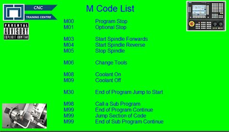 cnc machine fanuc m code|parts catcher m code FANUC.